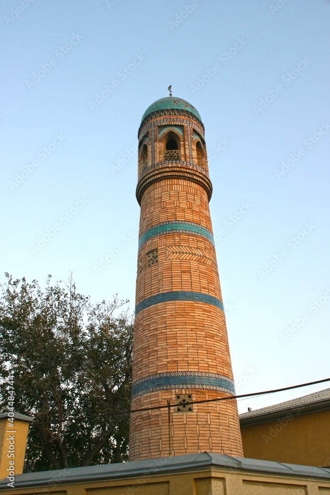 Kokand, Uzbekistan - November 15: minaret of Guma muslim mosque. 