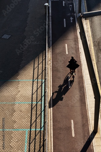 cyclist on the street in Bilbao city, Spain