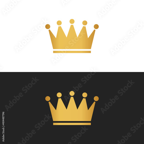 Royal attribute golden crown isolated on a white and black background, stock vector illustration