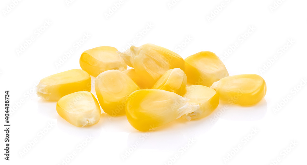 Fototapeta premium yellow corn grains on white