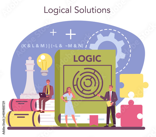 Logician concept. Scientist systematicly studying logical challenges