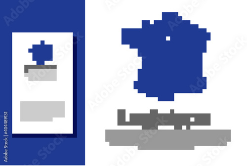 Blue Map of France icon isolated on white background. Logo design template element. Vector.