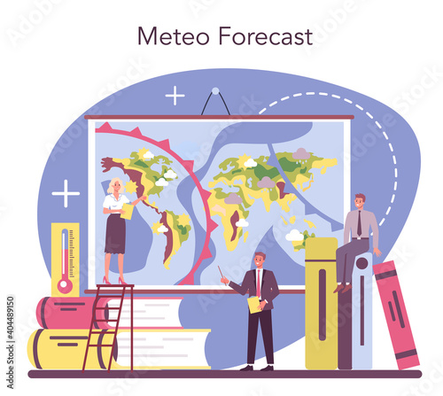 Meteorologist concept. Weather forecaster studying and researching