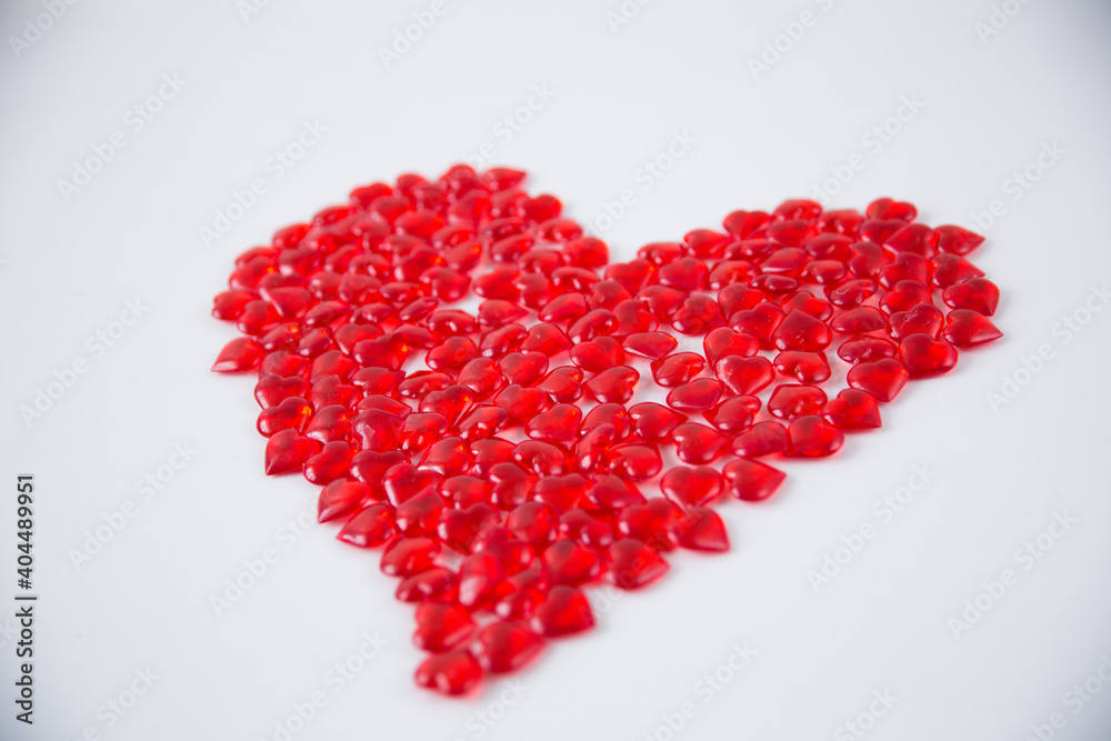 Red heart compositions on a white background. Red heart compositions on a white background.