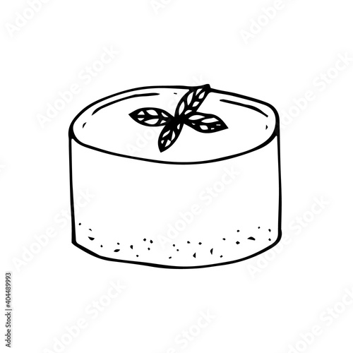 Soufflee with mint, vector illustration, hand drawn sketch