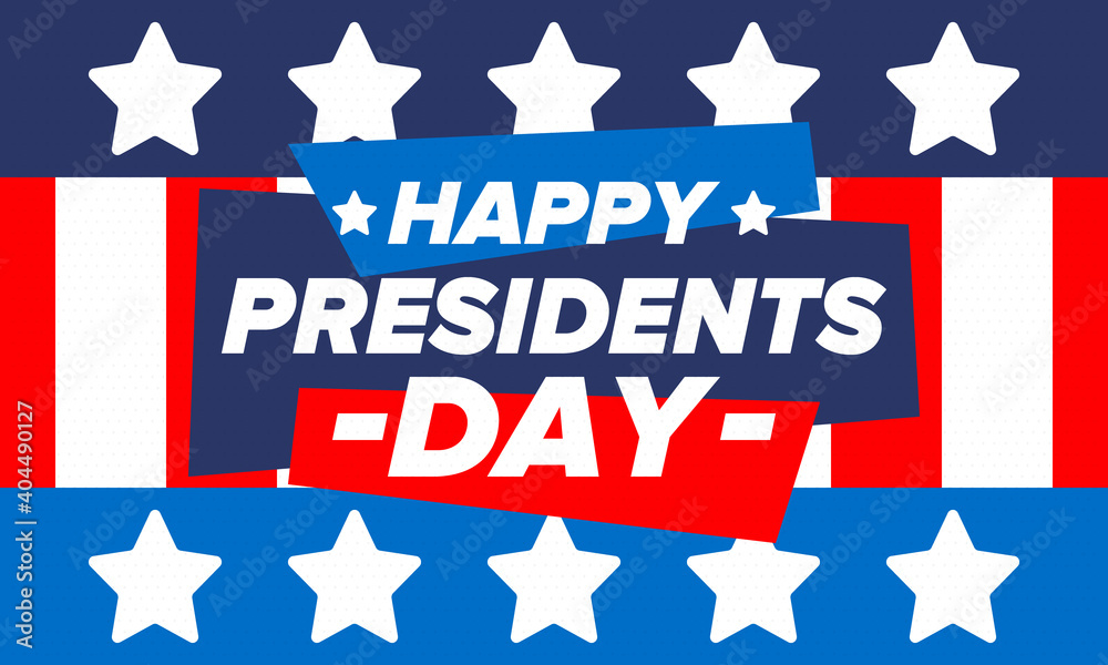 Happy Presidents day in United States. Washington's Birthday. Federal holiday in America. Celebrated in February. Patriotic american elements. Poster, banner and background. Vector illustration Happy Presidents day in United States. Washington's Birthday. Federal holiday in America. Celebrated in February. Patriotic american elements. Poster, banner and background. Vector illustration