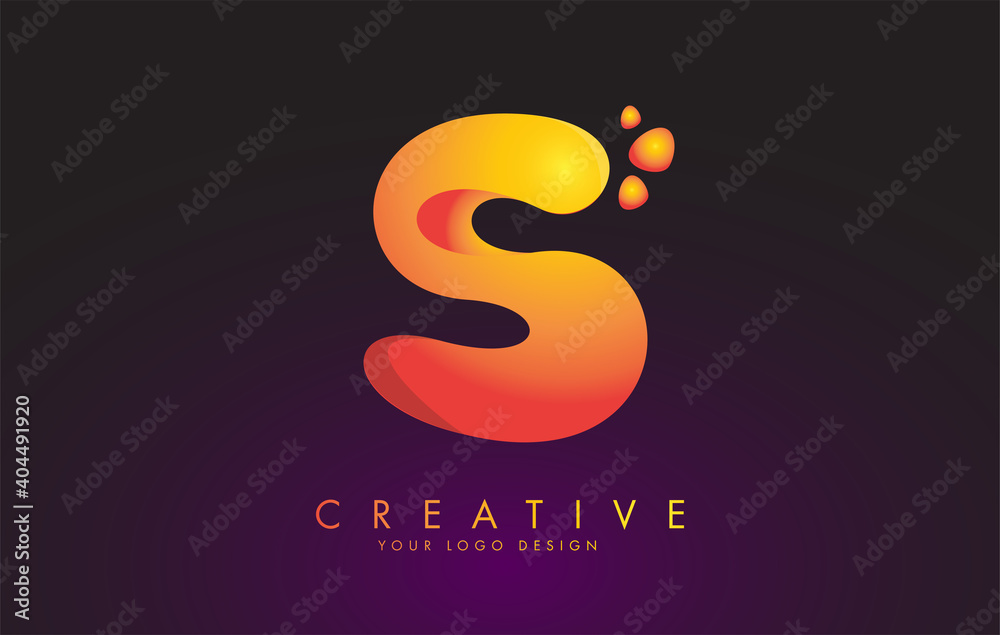 Fototapeta premium S Letter Logo Design Template with Orange Colors and Dots.