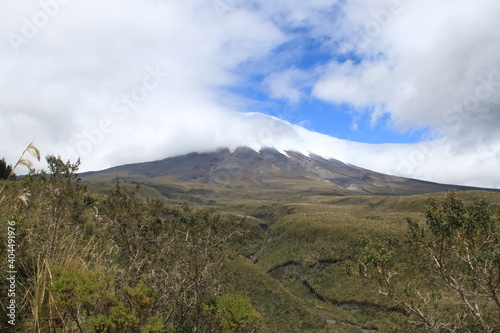 Fototapeta Naklejka Na Ścianę i Meble -  Natural landscape with Cotopaxi volcano in the background in Ecuador