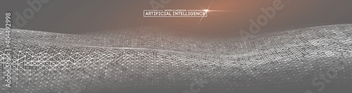 Grey background for Business presentation. Ai Future technology background. Artificial intelligence. Big Data Business Concept. © RDVector