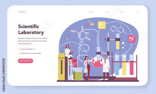 Scientist web banner or landing page. Idea of education and innovation