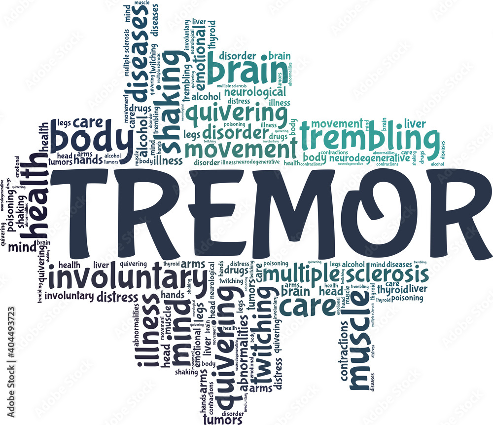 Tremor vector illustration word cloud isolated on a white background. Tremor vector illustration word cloud isolated on a white background.
