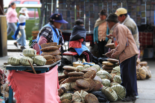 Sale of bread in a typical Ecuadorian market