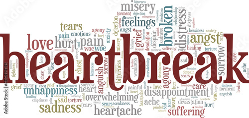 Heartbreak vector illustration word cloud isolated on a white background.