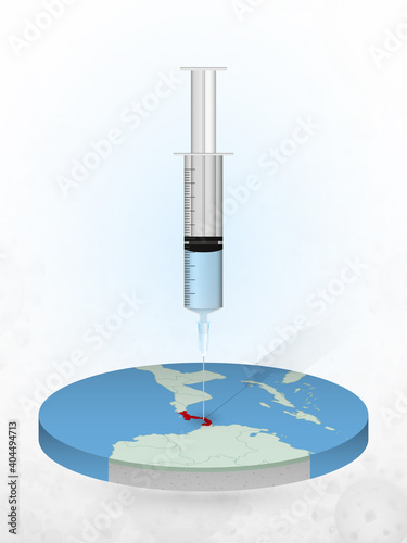 Vaccination of Panama, injection of a syringe into a map of Panama.