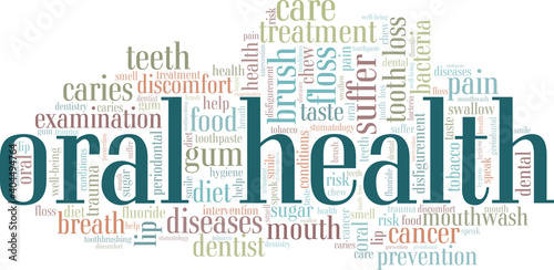 Oral health vector illustration word cloud isolated on a white background.