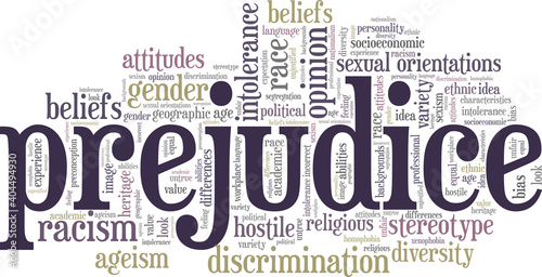 Prejudice vector illustration word cloud isolated on a white background.