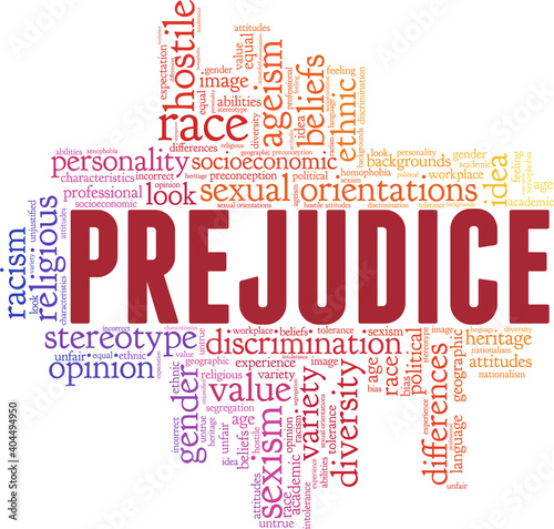 Prejudice vector illustration word cloud isolated on a white background.