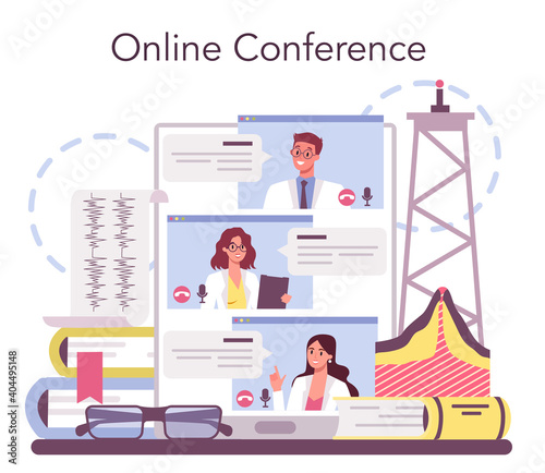 Volcanologist online service or platform. Geologist studying