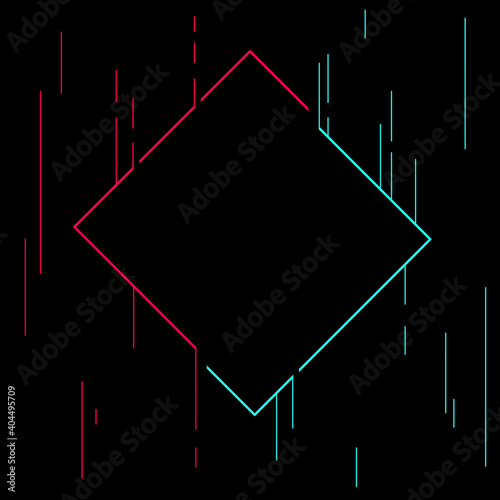 Abstract glitch TikTok background. Vector illustration. Abstract background. Light. Futuristic blue red frame vector black background contrast color border digital dynamic elegant. TikTok, tik tok photo