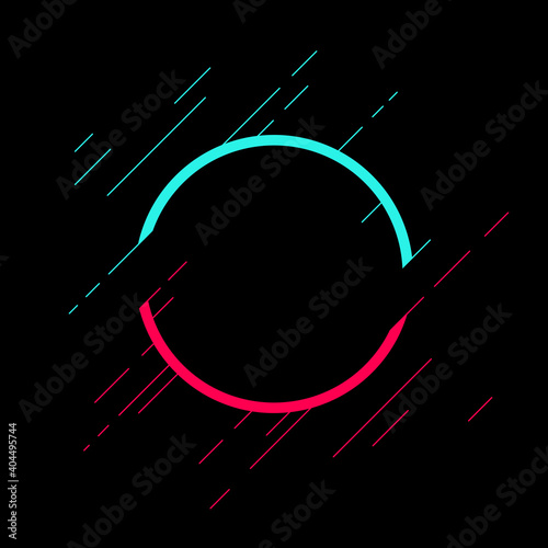 Abstract glitch TikTok background. Vector illustration. Abstract background. Light. Futuristic blue red frame vector black background contrast color border digital dynamic elegant. TikTok, tik tok