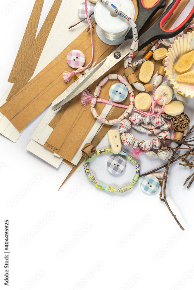 Fototapeta premium Decorative items, blanks and tools for needlework.