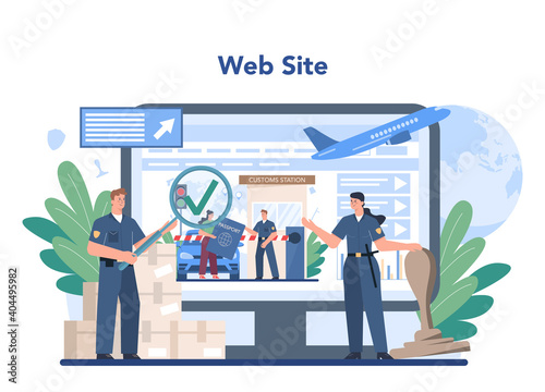 Customs officer online service or platform. Passport control at the airport.