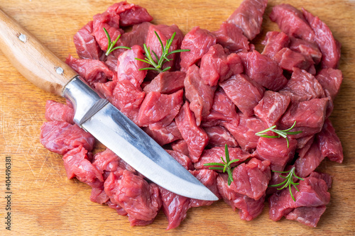 Heap of raw chopped beef is...