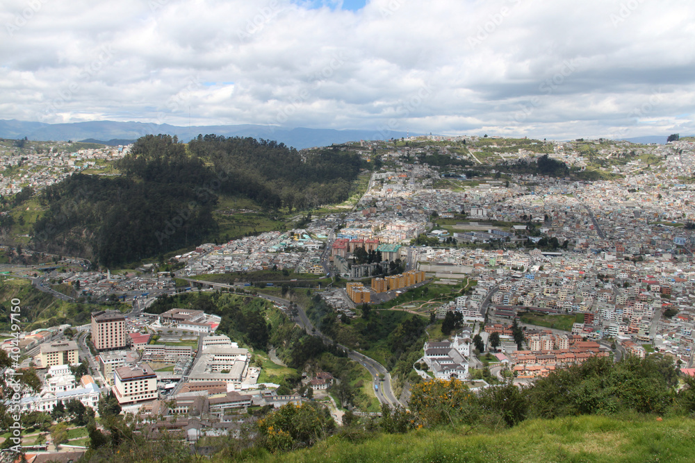 View of the city of Quito from the Panecillo hill, Ecuador