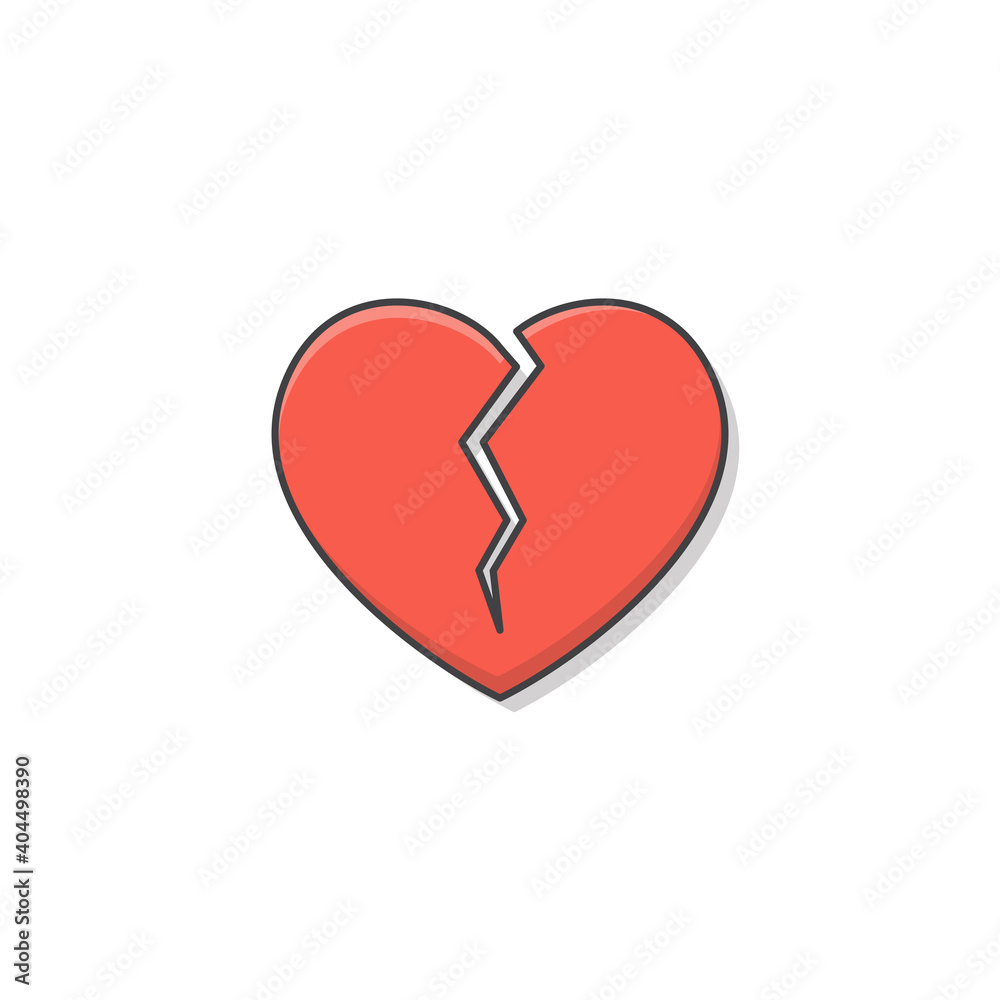 Broken Heart Vector Icon Illustration. Red Love Heart Flat Icon Broken Heart Vector Icon Illustration. Red Love Heart Flat Icon