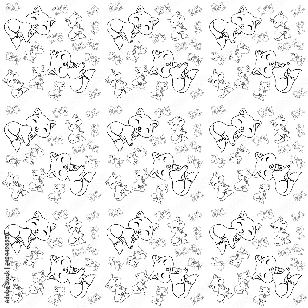 Cat Closes Eyes Cute Illustration, Cartoon Funny Character, Pattern Wallpaper 
