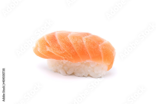 Nigiri salmon sushi isolated on white background