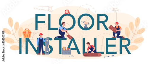 Flooring installer typographic header. Professional parquet laying,