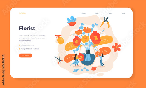 Florist web banner or landing page. Creative occupation