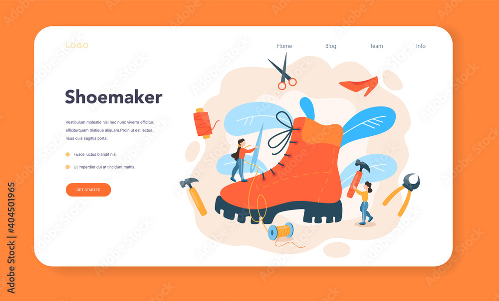 Shoemaker web banner or landing page. Male and female Shoemaker web banner or landing page. Male and female