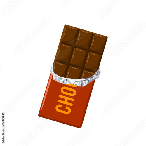Chocolate bar. Vector illustration flat cartoon icon isolated on white background.