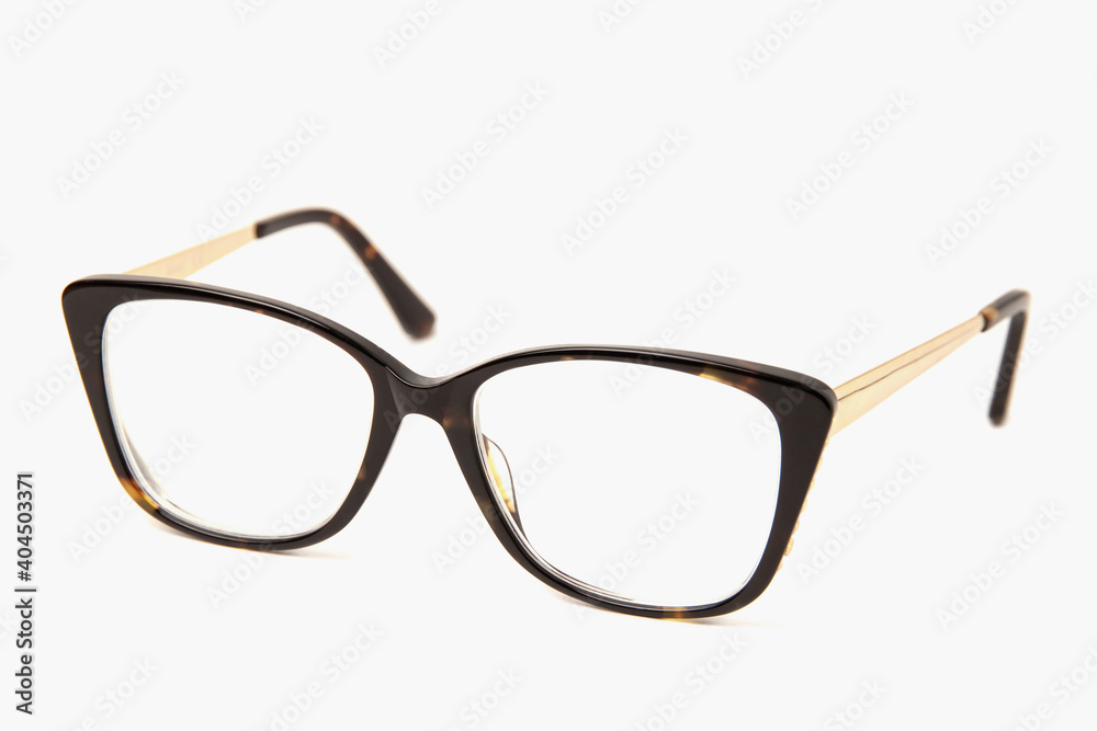 Square plastic eyeglasses frames for women isolated on a white background Square plastic eyeglasses frames for women isolated on a white background