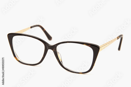 Square plastic eyeglasses frames for women isolated on a white background