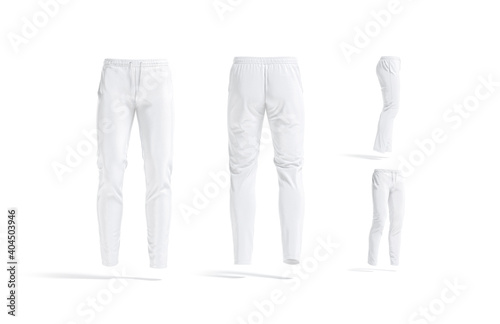 Blank white sport pants mock up, different views