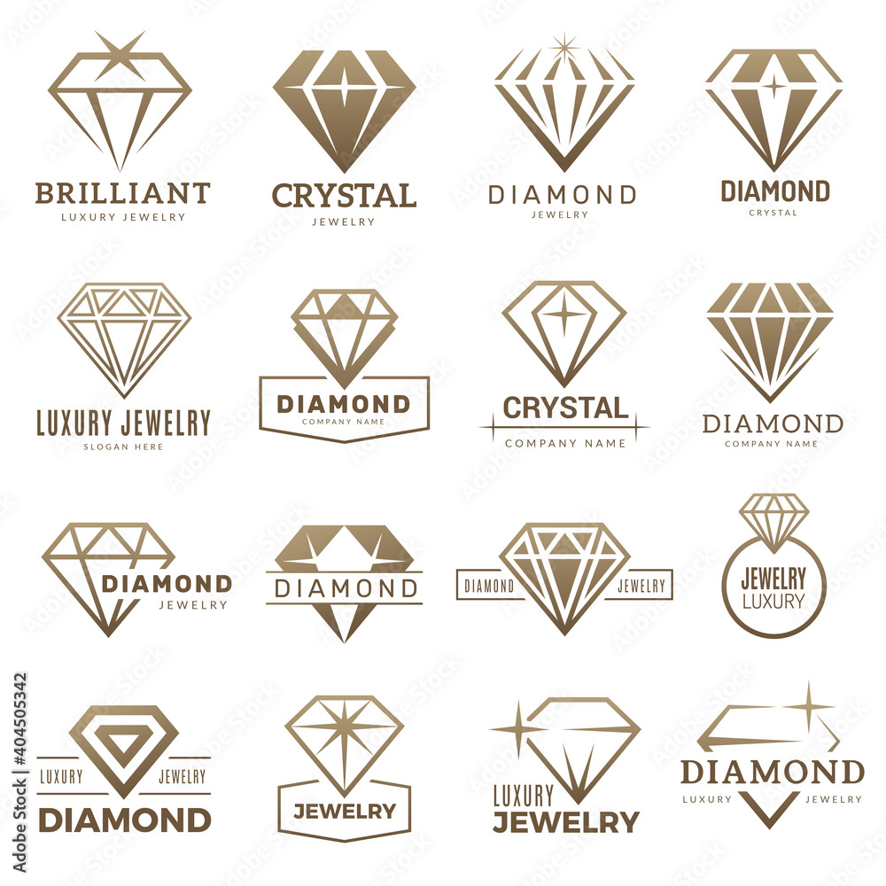 Diamond logo. Stylizes gemstones royal luxury symbols with jewellery recent  vector templates. Gemstone jewelry, jewel and brilliant, diamond decoration  illustration Stock Vector | Adobe Stock