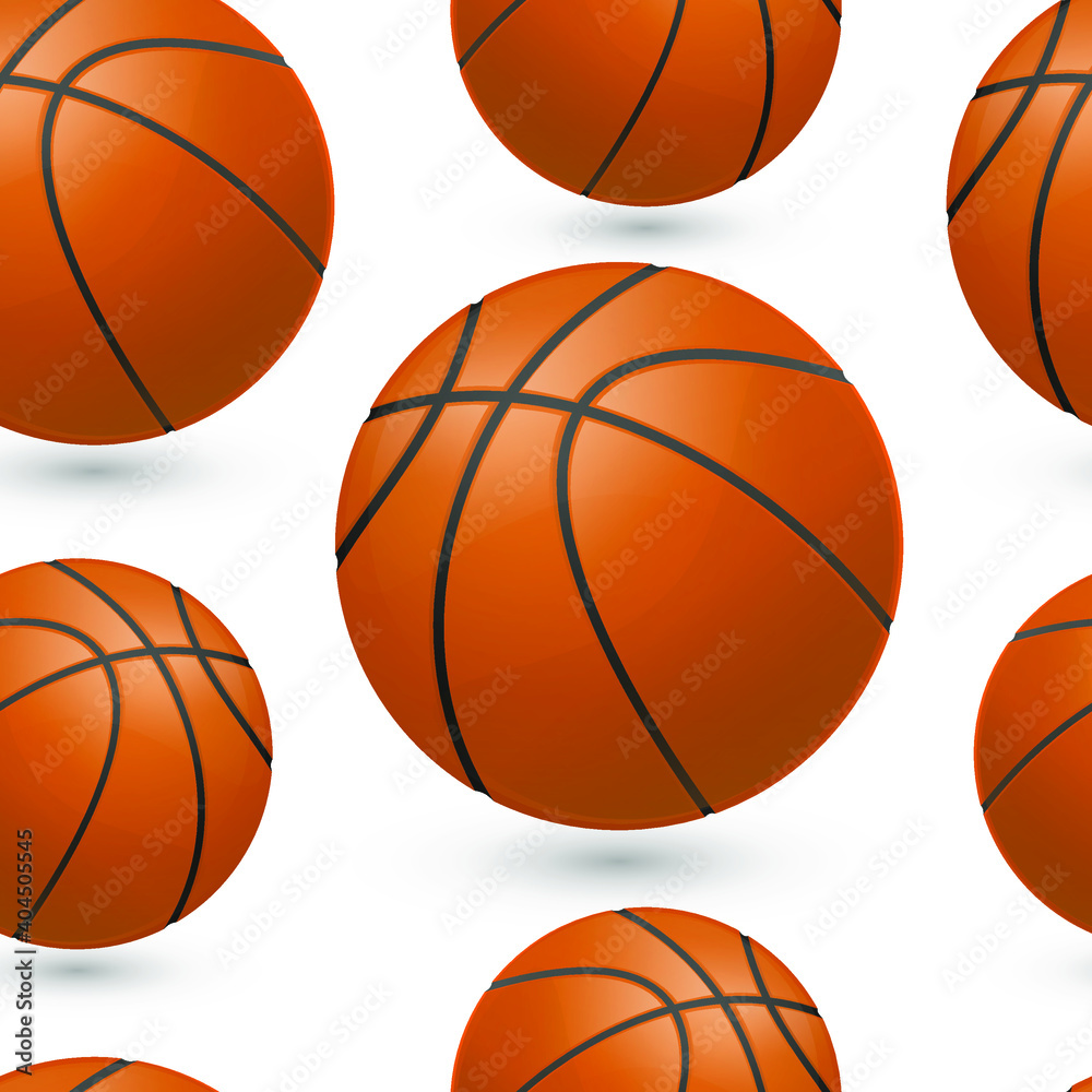 Basketball Emoji Pattern. Ball Sport Seamless Background Symbols. Silhouette Emoticon Basket Design Vector.