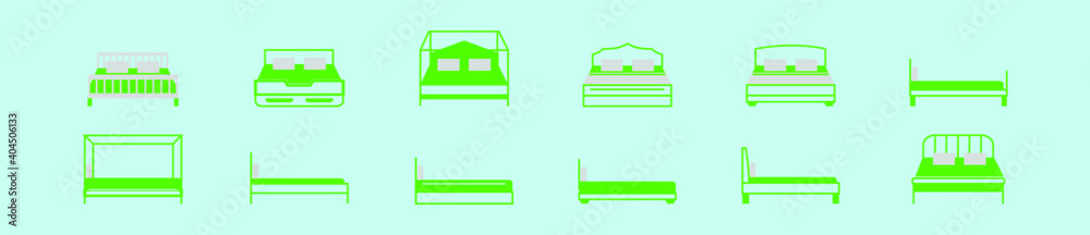 set of bed cartoon icon design template with various models. vector illustration isolated on blue background set of bed cartoon icon design template with various models. vector illustration isolated on blue background