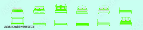 set of bed cartoon icon design template with various models. vector illustration isolated on blue background
