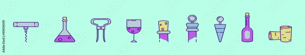 Fototapeta premium set of wine cartoon icon design template with various models. vector illustration isolated on blue background