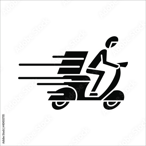 Shipping fast delivery man riding motorcycle icon symbol, Pictogram flat design for apps and websites, Track and trace processing status. vector illustration color editable eps 10