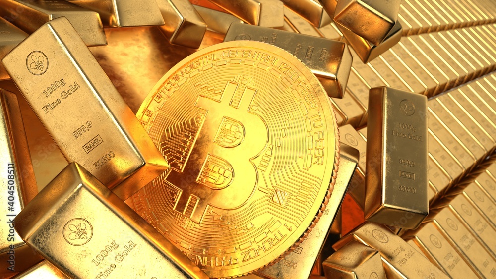 Gold Bars Bitcoin - obrazy, fototapety, plakaty 