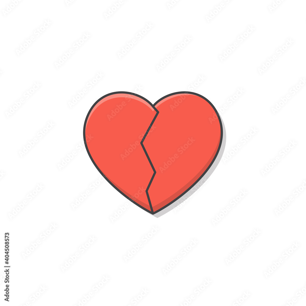 Broken Heart Vector Icon Illustration. Red Love Heart Flat Icon Broken Heart Vector Icon Illustration. Red Love Heart Flat Icon
