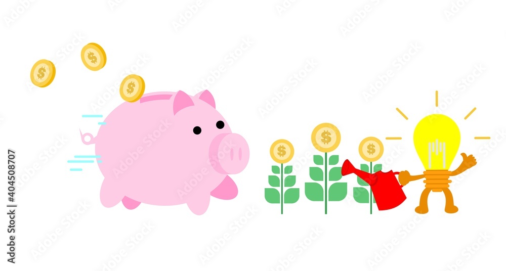 lamp idea farm for pig bank money cartoon doodle flat design style vector illustration lamp idea farm for pig bank money cartoon doodle flat design style vector illustration