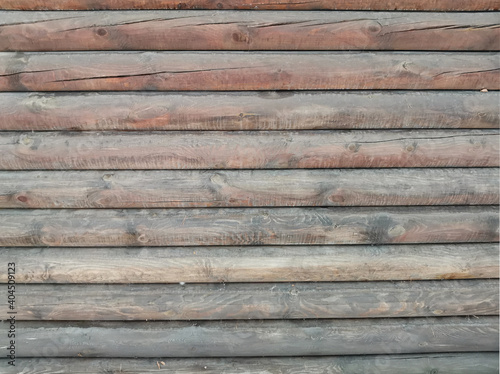 Wooden Log Cabin Wall Natural Colored Horizontal Background Texture Detail Close Up