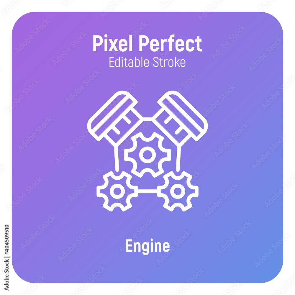 Car engine thin line icon. Pixel perfect, editable stroke. Vector illustration. Car engine thin line icon. Pixel perfect, editable stroke. Vector illustration.