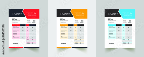 Modern and creative corporate company invoice template | Invoice design with color variation theme